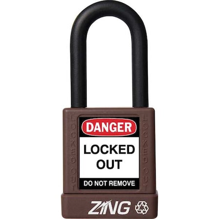 Zing 7045 - Lockout Padlock, Keyed Alike, Aluminum, Brown, 1 1/2 in Shackle Height, 1 1/2 in Body Width
