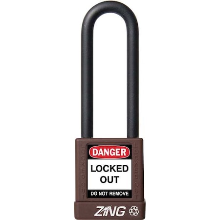 Zing 7060 - Lockout Padlock, Keyed Different, Aluminum, Brown, 3 in Shackle Height, 1 1/2 in Body Width