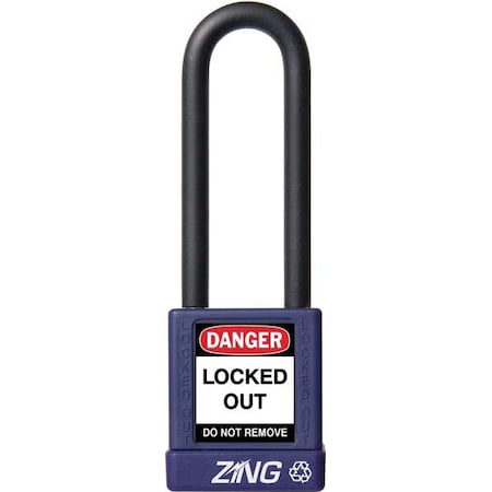 Zing 7056 - Lockout Padlock, Keyed Different, Aluminum, Purple, 3 in Shackle Height, 1 1/2 in Body Width