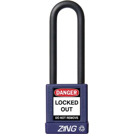 Zing 7057 - Lockout Padlock, Keyed Alike, Aluminum, Purple, 3 in Shackle Height, 1 1/2 in Body Width