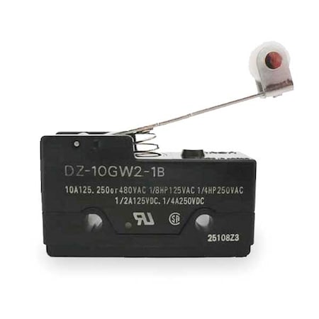 Omron DZ-10GW2-1B - Snap Action Switch, Hinge Roller, Lever Actuator, DPDT, 10 A at 240 V AC Contact Rating
