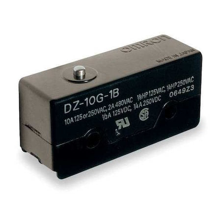 Omron DZ-10G-1B - Snap Action Switch, Pin, Plunger Actuator, DPDT, 10 A at 240 V AC Contact Rating