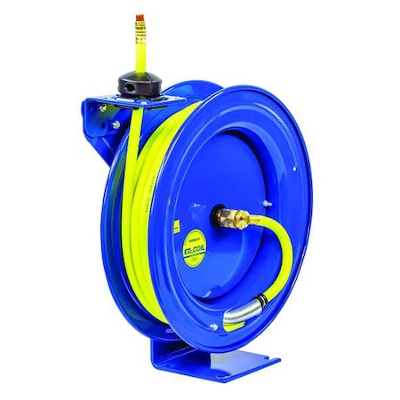 Coxreels EZ-P-LP-350-HV - Spring Return Hose Reel, 3/8 in Hose Diameter, 50 ft Length, Brass, Blue