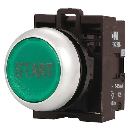 Eaton M22-DL-R-GB0 - Ill Mom Pb Sil-bzl Flsh Yel, 22.5 mm, Red