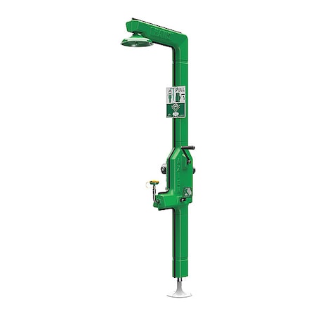 Haws 8315CTFP - Shower with Eyewash, Floor Mount, Galvanized Steel Pipe, 91 15/16 in H, Green