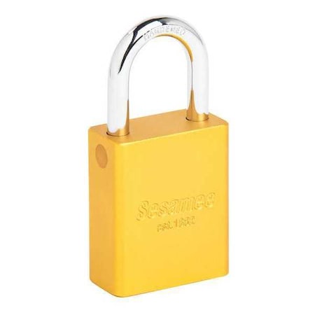 Sesamee 90216 - Alum Safety Lockout Padlock,KD,Yellow, Keyed Different, Aluminum, Yellow, 1" Shackle Height