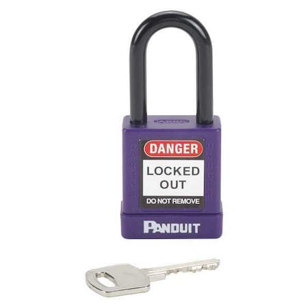 Panduit PSL-8PU - Safety Lockout Padlock, Aluminum, Purple, 1-1/2" Shackle Height, 1.58" Body Width