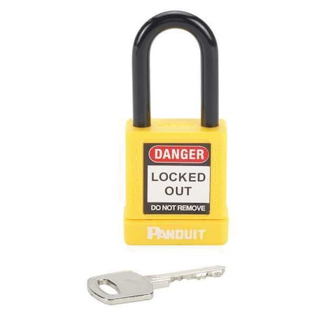 Panduit PSL-8YL - Safety Lockout Padlock, Aluminum, Yellow, 1-1/2" Shackle Height, 1.58" Body Width