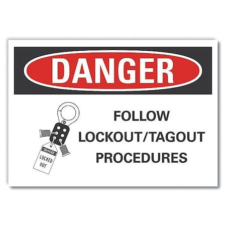 Lyle LCU4-0260-ND_10X7 - Lockout Tagout Danger Label, 7 in Height, 10 in Width, Polyester, Vertical Rectangle, English