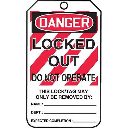 Accuform MLT407CTP - Lockout Tag,Locked Out,5-3/4x3-1/4 in,Cardstock,25/PK