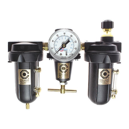 Coilhose Pneumatics 8888AAGHM - F/R/L Trio W/Metal Bowl 0-200 PSI 1"