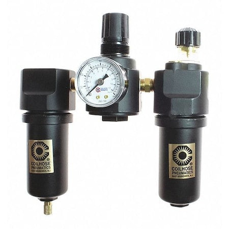 Coilhose Pneumatics 26FRL3-GM - F/R/L Trio W/Gauge Metal Bowl 3/8"