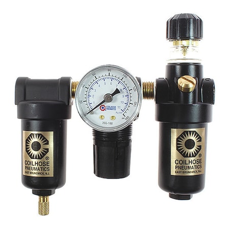 Coilhose Pneumatics MFRL1-GM - F/R/L Trio Mini W/Gage Metal Bowl 1/8"