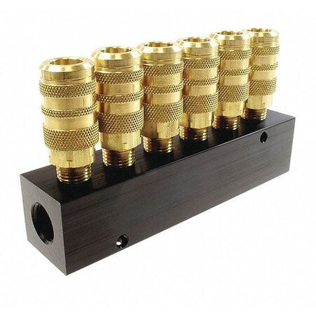Coilhose Pneumatics 3063-15C - AL Manifold 1/4" 6-Pt Indl Int. 6 Port