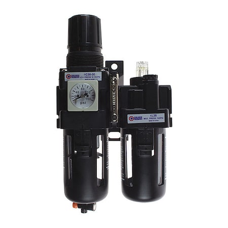 Coilhose Pneumatics 29-4D12-00 - F/R/L Trio 1/2" Manual Square Gage
