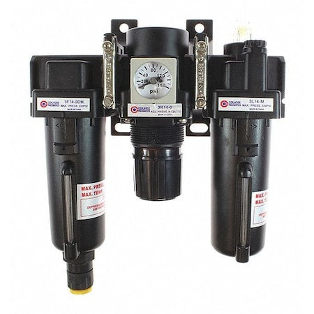 Coilhose Pneumatics 29-4T12-00DM - F/R/L Trio Std 1/2" Auto Square Gage MB