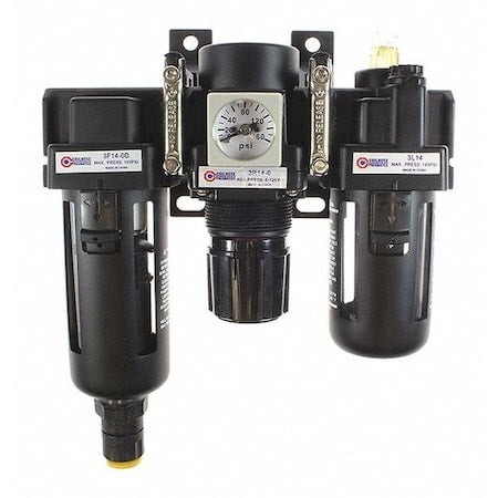 Coilhose Pneumatics 29-5T34-00 - F/R/L Trio Hi Flow 3/4" Manual W/Square Gage