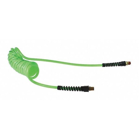 Coilhose Pneumatics PU38-25A-G - Flexcoil 3/8" ID x 25' 3/8" MPT Rdg/Swivel Green