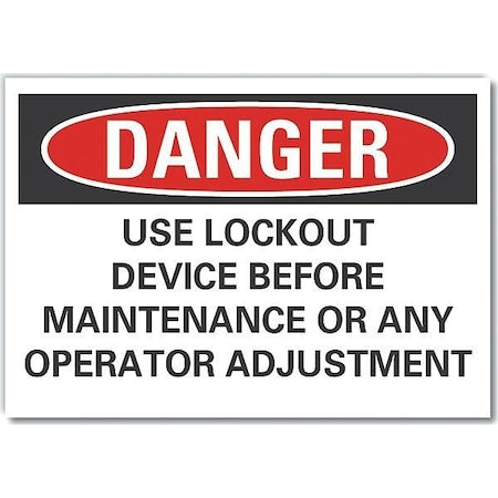 Lyle LCU4-0686-RD_10X7 - Lockout Tagout Danger Reflective Label, 7 in Height, 10 in Width, Reflective Sheeting, English