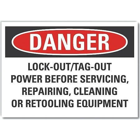 Lyle LCU4-0701-ND_14X10 - Lockout Tagout Danger Label, 10 in Height, 14 in Width, Polyester, Horizontal Rectangle, English