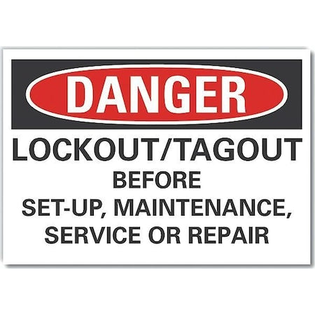 Lyle LCU4-0677-RD_10X7 - Lockout Tagout Danger Reflective Label, 7 in Height, 10 in Width, Reflective Sheeting, English