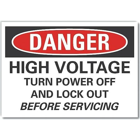 Lyle LCU4-0669-ND_14X10 - High Voltage Danger Label, 10 in Height, 14 in Width, Polyester, Horizontal Rectangle, English