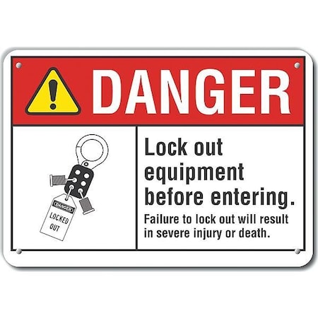 Lyle LCU4-0163-RA_14X10 - Reflective Lockout Tagout Danger Sign, 10 in Height, 14 in Width, Aluminum, Horizontal Rectangle