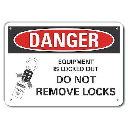Lyle LCU4-0258-RA_10X7 - Reflective Lockout Tagout Danger Sign, 7 in Height, 10 in Width, Aluminum, Vertical Rectangle