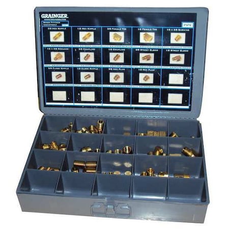 6AZF8 - Brass Pipe Fitting Kit, NPT, Assorted Pipe Size