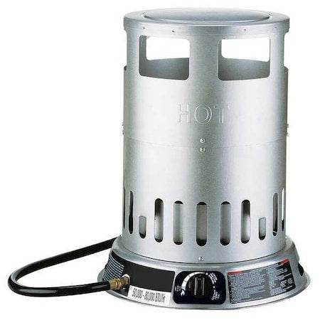 Dayton 6BY73 - Portable Gas Floor Heater, Liquid Propane, Matchless Piezo, 50,000 to 80,000 Btu H, 15 7/8 in L