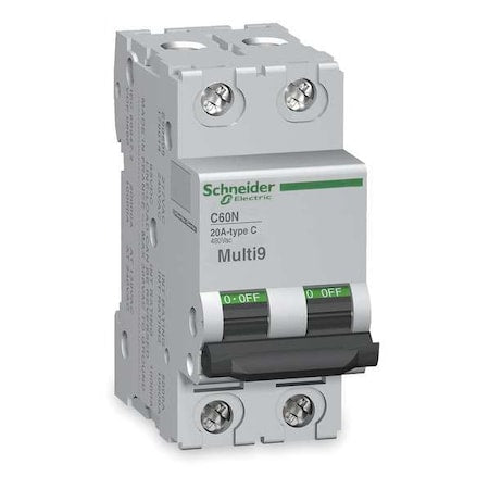 Schneider Electric MGN61525 - Miniature Circuit Breaker, MULTI9 Series, 5 A, 2 Pole, Not Rated, 5k A at 500 V DC, C Curve