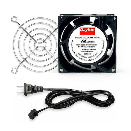 Dayton 786EU9 - Square Axial Fan Kit, 120 V AC, Cast Aluminum, 3 1/8 in W.