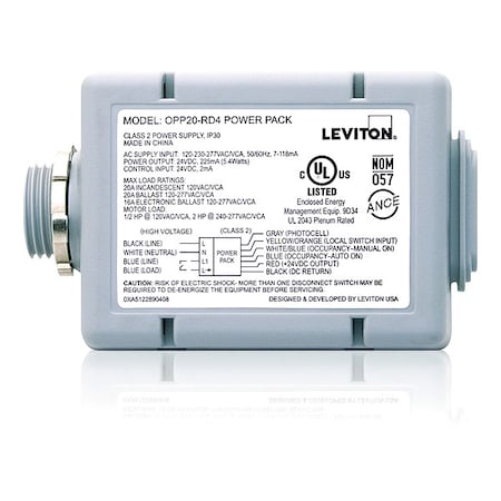 Leviton OPP20-RD4 - Occupancy Sensor Power Pack,Gray