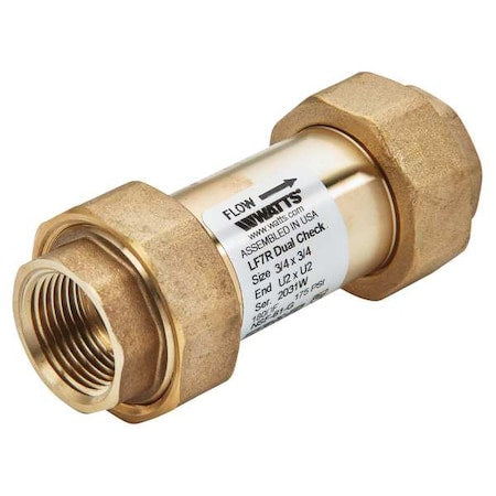 Watts 3/4X3/4 LF7RU2-U2 - Backflow Preventer,Size 3/4",175 psi