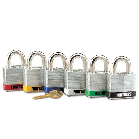 Fortress 1803YLW - Lockout Padlock, Keyed Different, Steel, Yellow, 3/4 in Shackle Height, 1 9/16 in Body Width