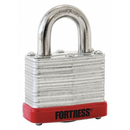 Fortress 1803RED - Lockout Padlock, Keyed Different, Steel, Red, 3/4 in Shackle Height, 1 9/16 in Body Width