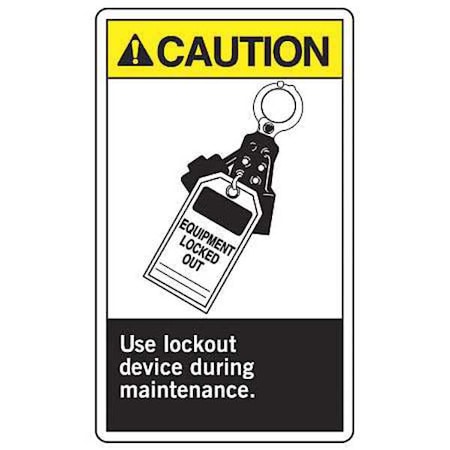 Accuform LLKT606VSP - Label, 5 in Height, 3 1/2 in Width, Vinyl, Vertical Rectangle, English