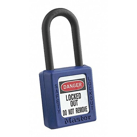 Master Lock 406KABLU 4XX0004 - Lockout Padlock, Keyed Alike, Thermoplastic, Blue, 1 1/2 in Shackle Height, 1 1/2 in Body Width