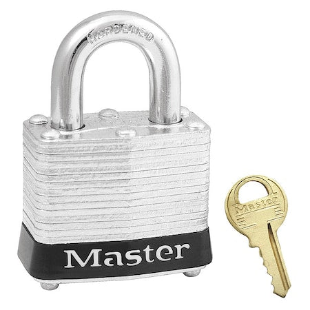 Master Lock 3BLK - Lockout Padlock, Keyed Different, Steel, Black, 3/4 in Shackle Height, 1 9/16 in Body Width