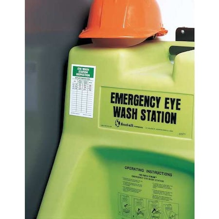 See All Industries IL-EYE - Inspection Label, Eyewash, Self-Adhesive Aluminum, 4 1/4 in H x 3 in W, White, Rectangle, 25 PK
