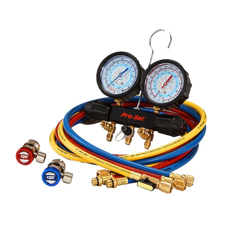 Pro-Set MT7I7A6Q - Manifold Gauge Set,6 ft L,3 1/8 in Gauge