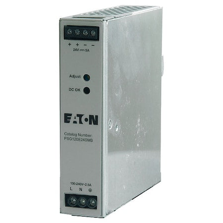 Eaton PSG120E24SMB - AC to DC Power Supply, 100/240 V AC, 24 V DC, 120 W, 5 A, DIN Rail