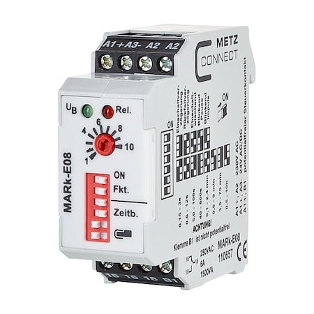 Metz Connect 110657 - Time Delay Relay, Off/On Delay, 2 Functions 230 V AC, 24 V AC/DC, SPST