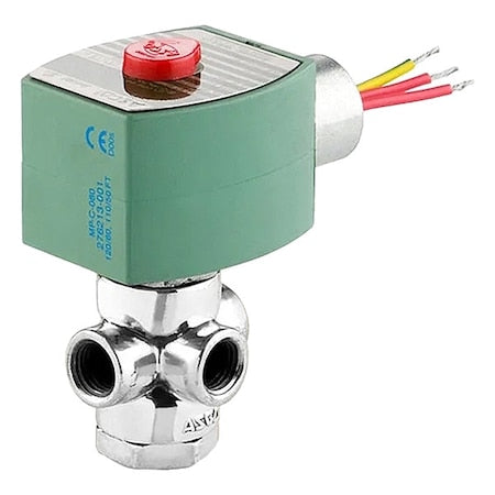 Asco 8320G224  24/60VAC - Solenoid Valve, 3-Way, 2-Position, Normally Closed, 1/8 in Pipe Size, 24 V AC, Direct Mount, NBR