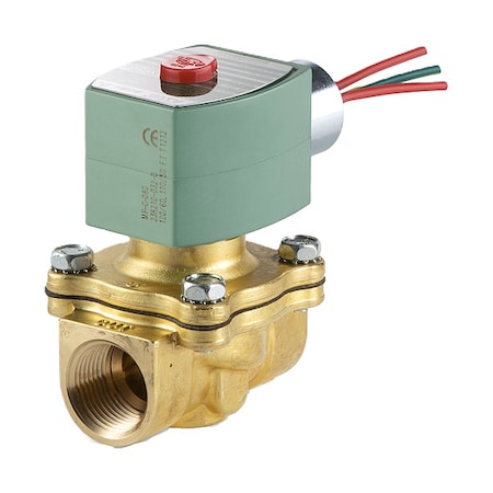 Asco HT8210G054 - Solenoid Valve, 2-Way, 2-Position, Normally Closed, 1 in Pipe Size, 120 V AC, High Flow, Brass, NBR