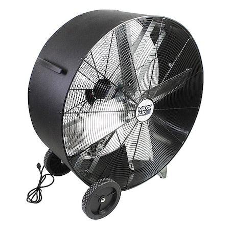 Maxx Air BF36BDPEBLK - High Velocity Industrial Fan, Floor Mount, 36 in Blade Dia, 120 V, 7,300/10,200 cfm, Non-Oscillating