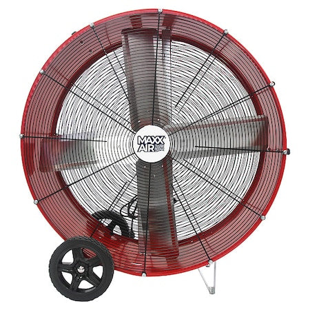 Maxx Air BF36BD RED - Barrel Air Circulator Fan, 36 in Blade Dia, 120 V, 7,300/10,200 cfm, Non-Oscillating