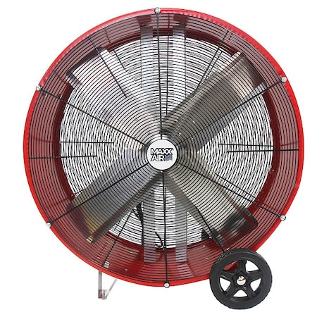 Maxx Air BF36DD RED - Barrel Air Circulator Fan, Mobile Mount, 36 in Blade Dia, 120 V, 6,300/9,000 cfm, Non-Oscillating