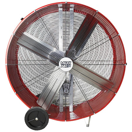 Maxx Air BF42BD RED - Barrel Air Circulator Fan, Mobile Mount, 42 in Blade Dia, 120 V, 9,500/13,300 cfm, Non-Oscillating