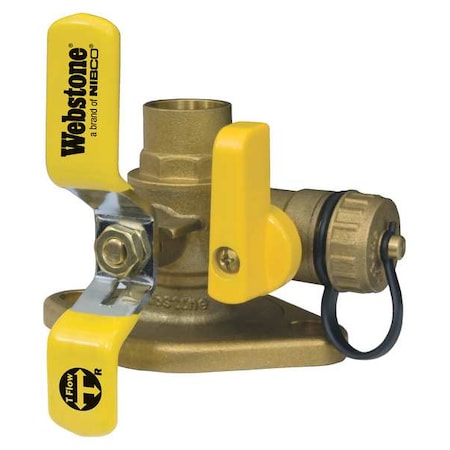 Webstone 51414HV - 1" Flanged 3-Way Brass Rotating Ball Valve w/Drain